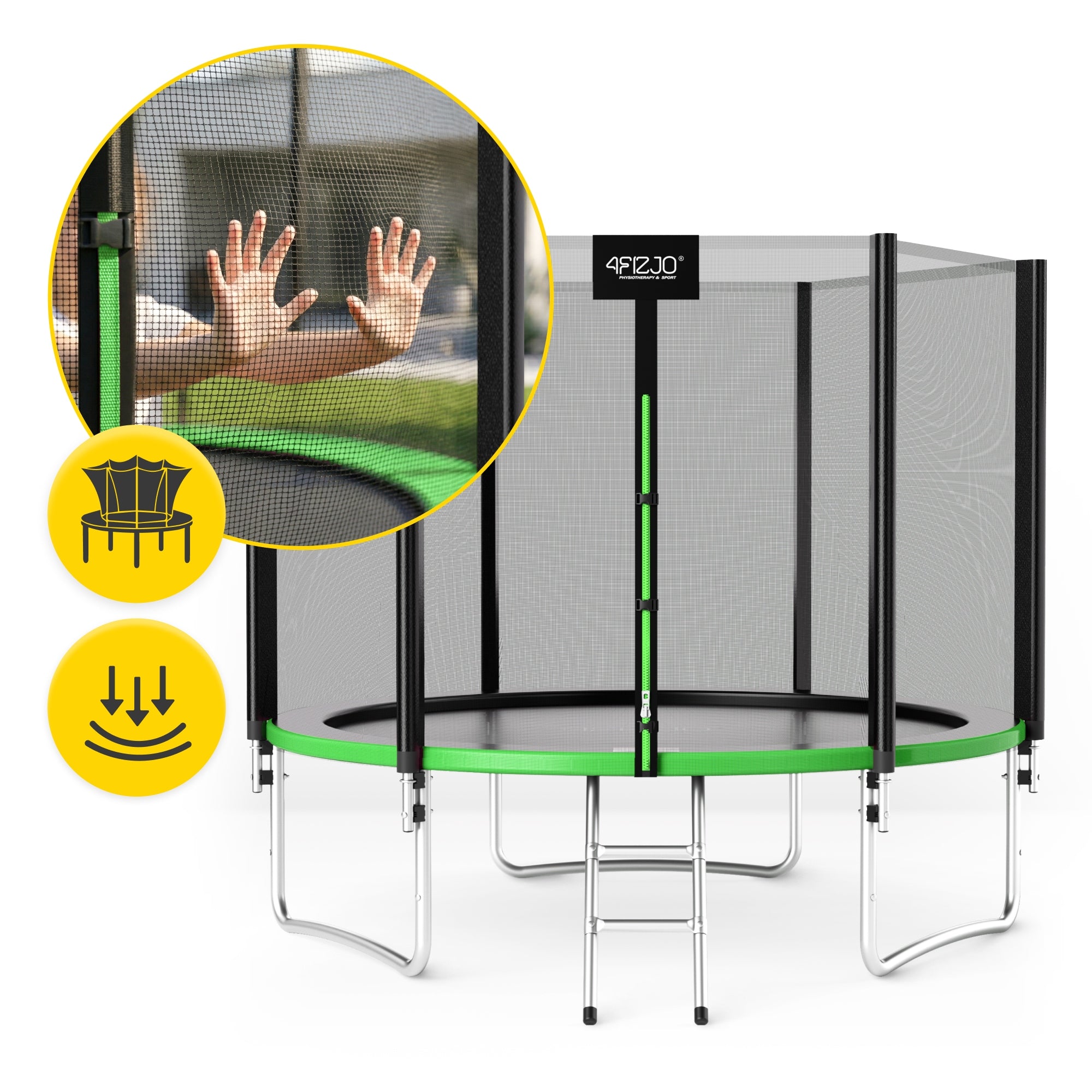 KIDS GARDEN TRAMPOLINE FOR GARDEN WITH MESH LADDER CLASSIC 10 FT Net height 160 cm