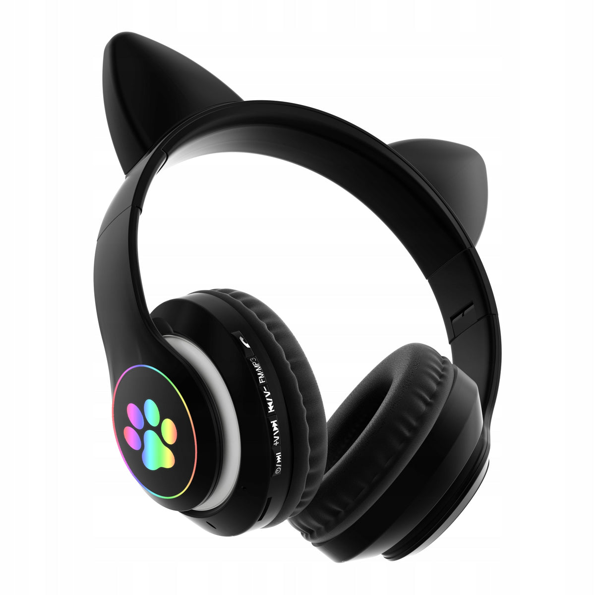 KIDS HEADPHONES BLUETOOTH LED / CAT EARS, BLACK / BLACK Packaging status original