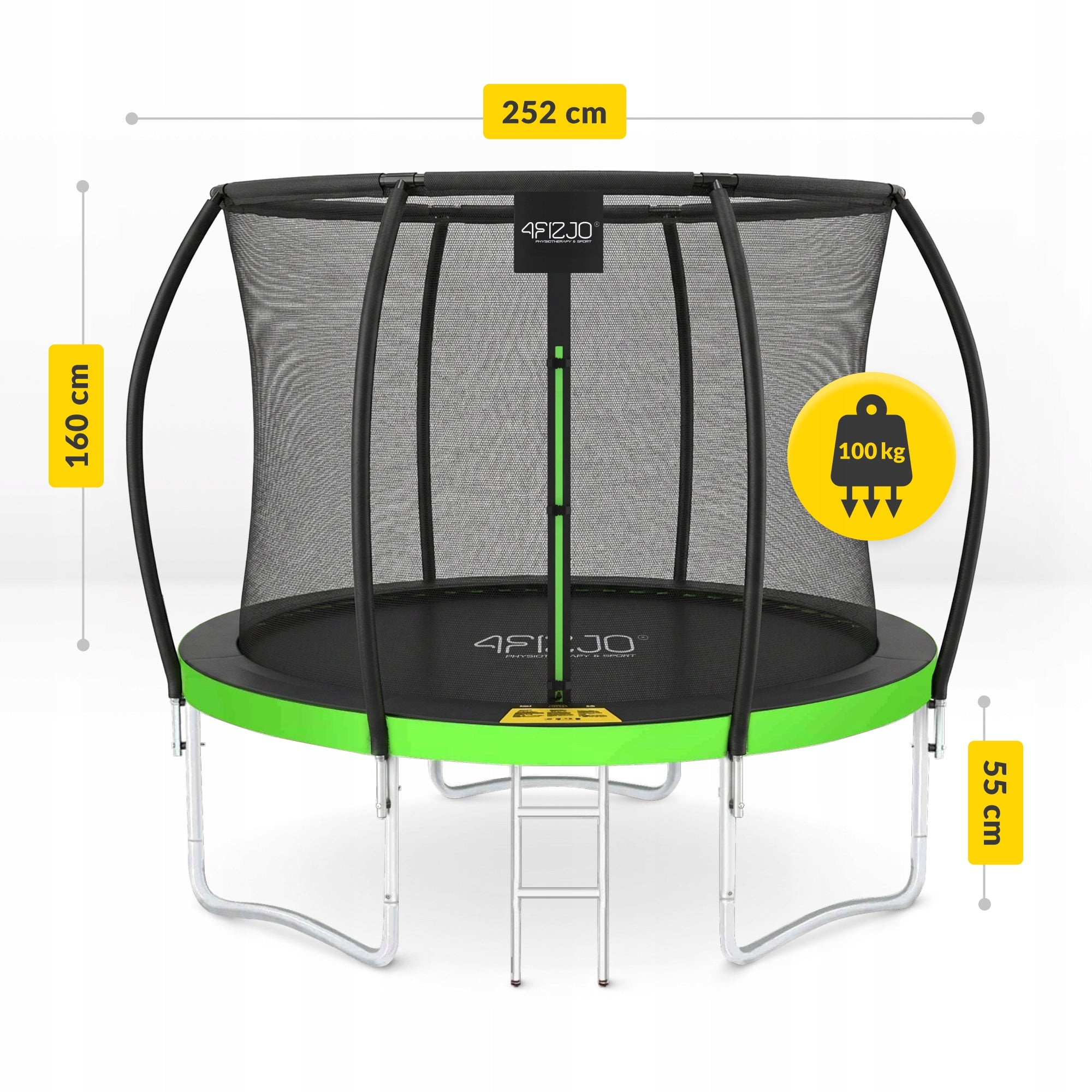 KIDS HOME GARDEN TRAMPOLINE FOR GARDEN WITH MESH LADDER 8 FT Total height 213 cm