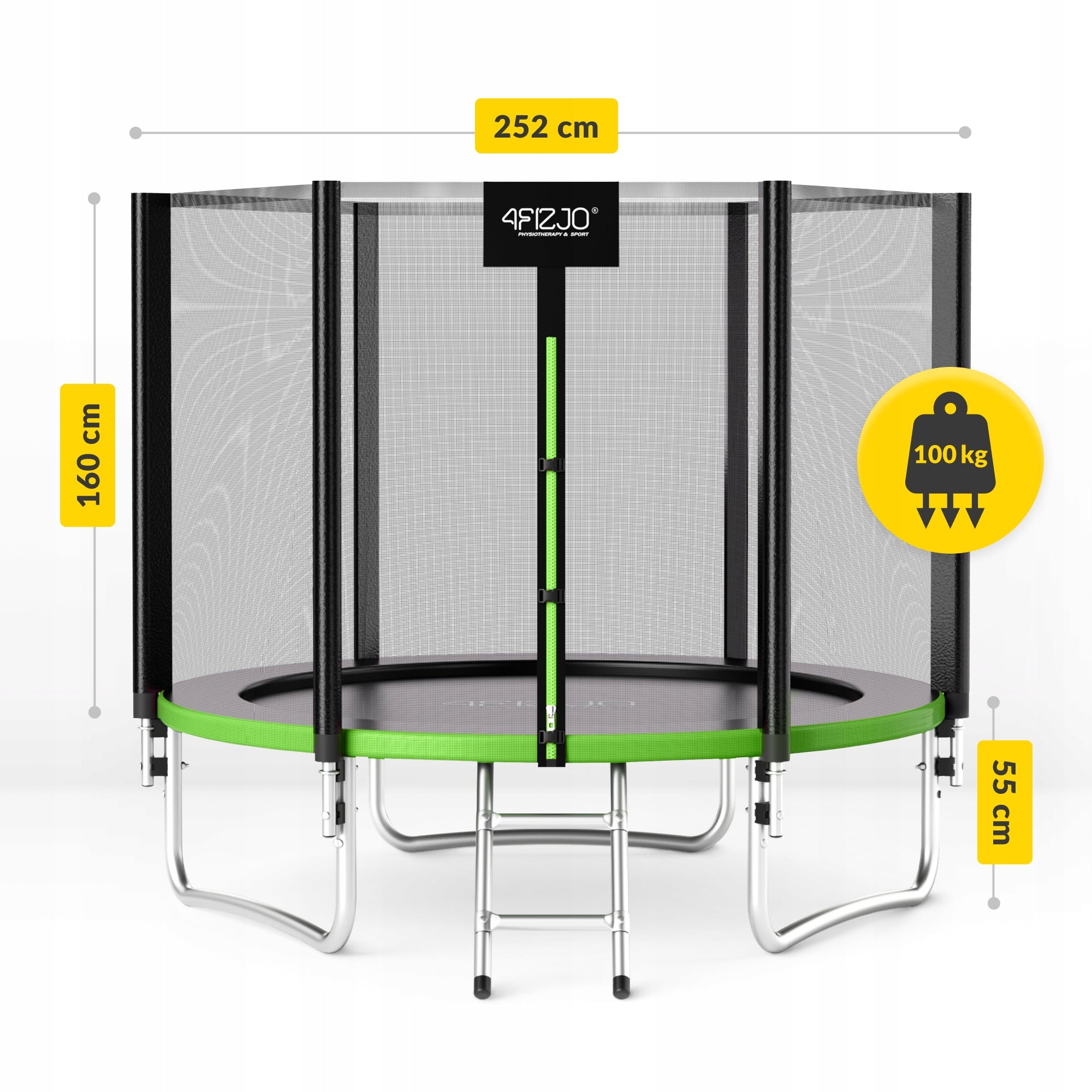 KIDS HOME TRAMPOLINE FOR HOME AND GARDEN WITH 8 FT OUTDOOR MESH Total height 223 cm