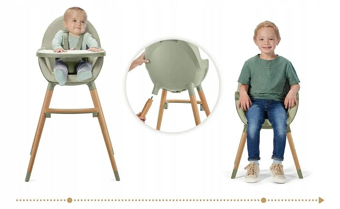 KINDERKRAFT 2IN1 HIGH CHAIR FINI 2 FOR WOODEN FEEDING WITH TABLE FROM 6 M Manufacturer code KHFINI02GRE0000