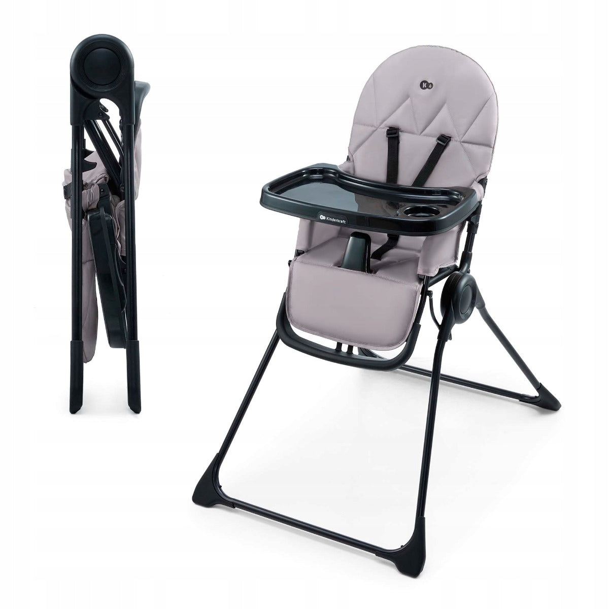 KINDERKRAFT BINCI HIGH CHAIR FOLDING LIGHTWEIGHT COMPACT GREY