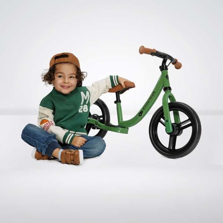 KINDERKRAFT SPACE BALANCE BIKE CHILDREN'S RIDER ADJUSTABLE WHEELS FOAM Color green