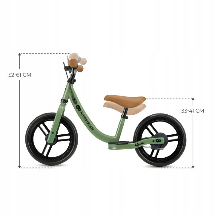 KINDERKRAFT SPACE BALANCE BIKE CHILDREN'S RIDER ADJUSTABLE WHEELS FOAM Wheel size in inches 12"
