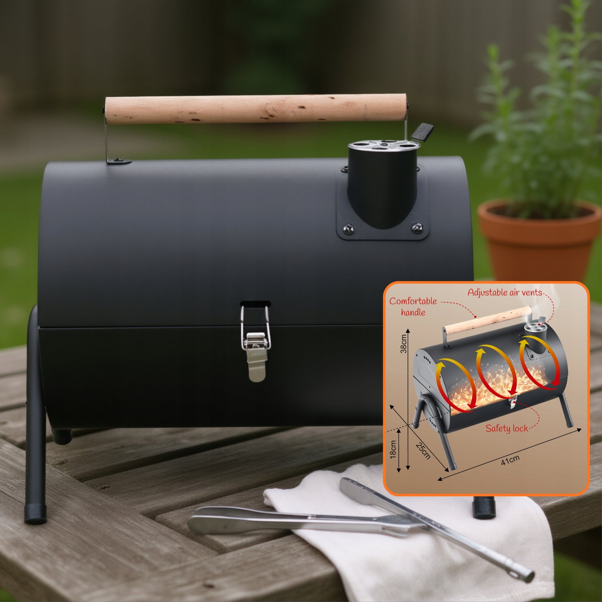 KINGHOFF KH-2032 Portable BBQ Garden Hiking Grill Grate length 33 cm