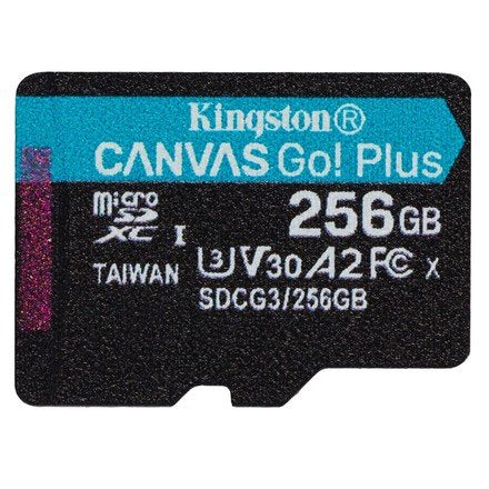 KINGSTON 256 GB MicroSDXC C10 UHS-3 V30 A2 170MB/s Memory Card Manufacturer code SDCG3/256GBSP