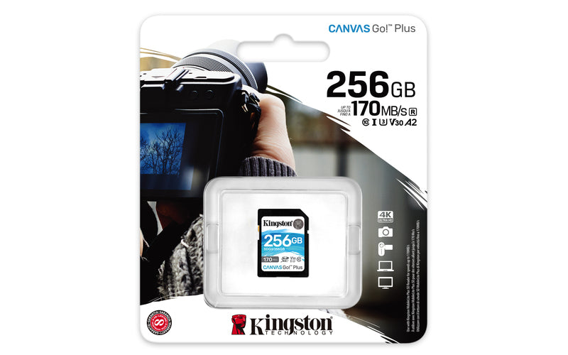 KINGSTON 256 GB SD SDXC UHS-3 V30 SDG3 170/90MB/s memory card