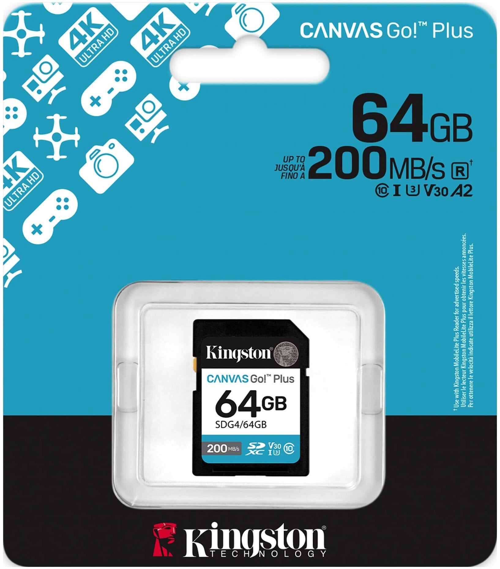 KINGSTON Canvas Go! Plus SDXC 64GB Memory Card Adapter included no