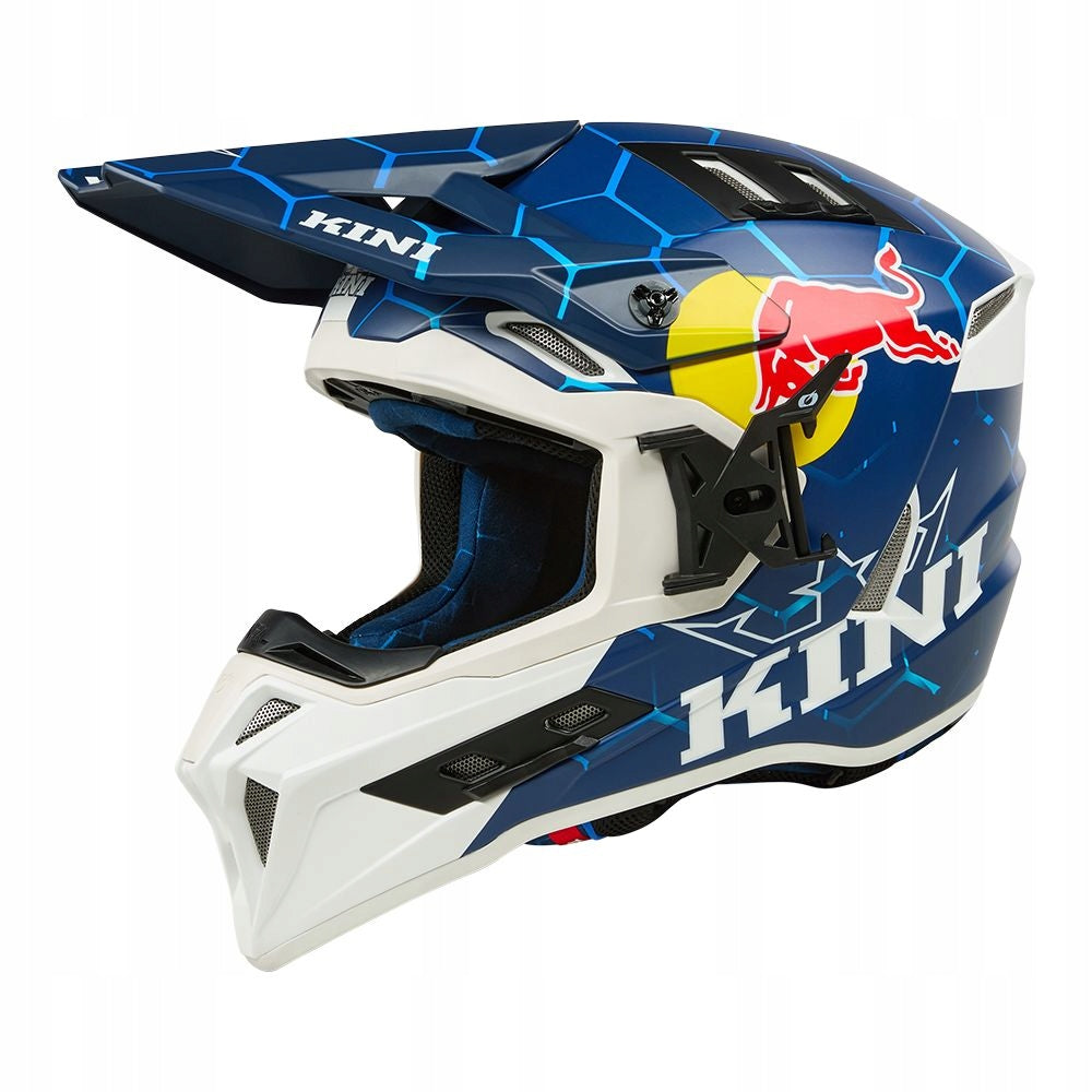 KINI Red Bull ADV Moto Cross Helmet EXC Blue White with Airflaps XL 61-62cm