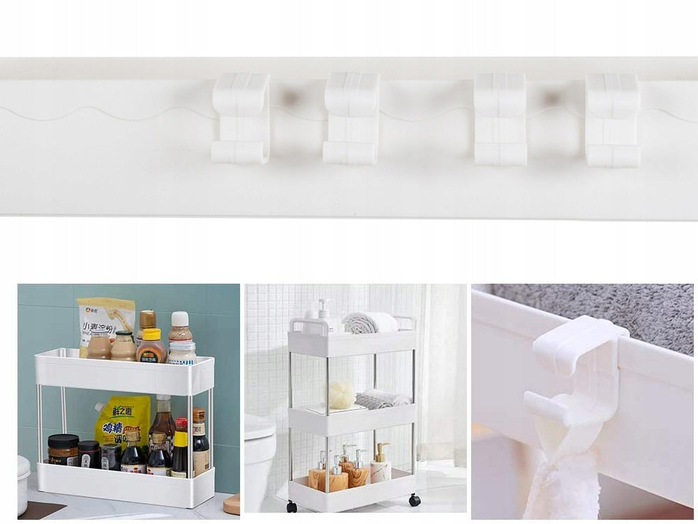KITCHEN BATHROOM SHELF CABINET ON WHEELS LEVEL BOOKCASE WITH HOOKS Brand Verk Group