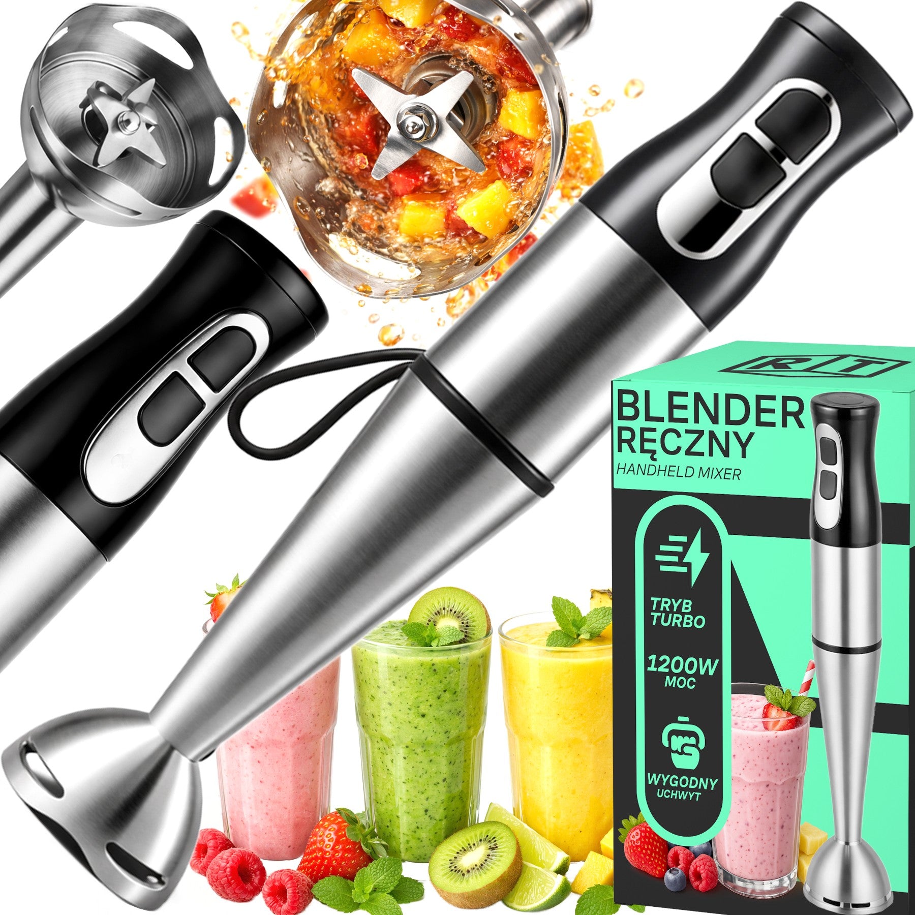 KITCHEN HAND BLENDER MULTIFUNCTION POWERFUL ROBOT FOR TURBO COCKTAILS 1200W Packaging status original