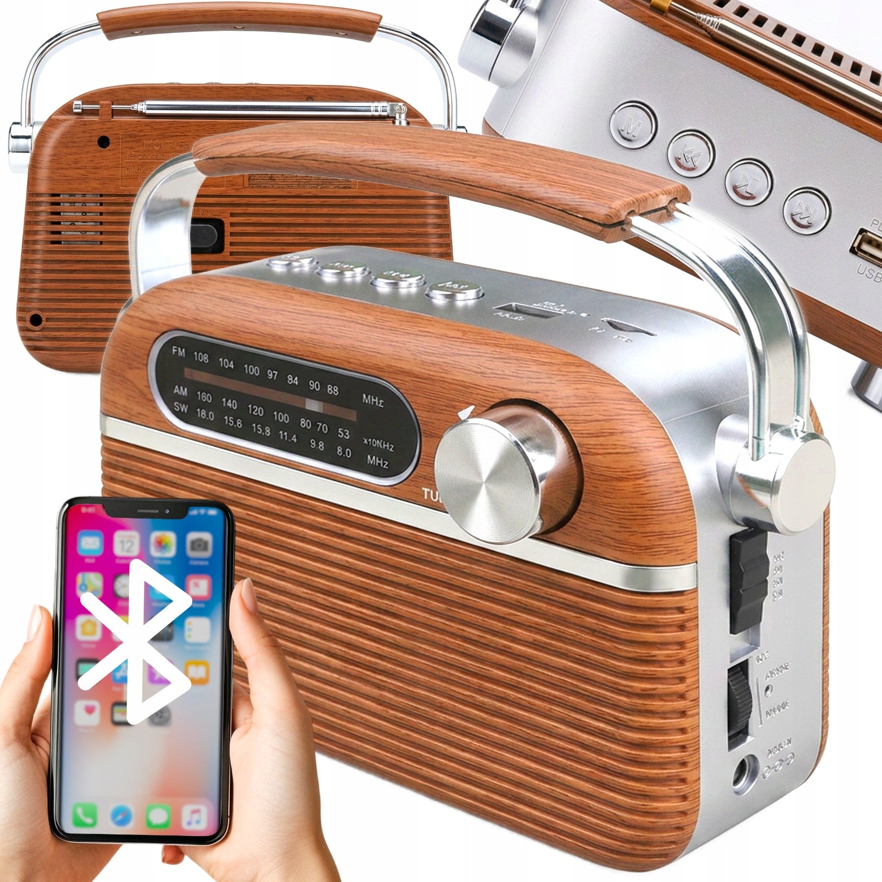 KITCHEN RADIO FM AM SW RETRO BLUETOOTH WIRELESS BATTERY