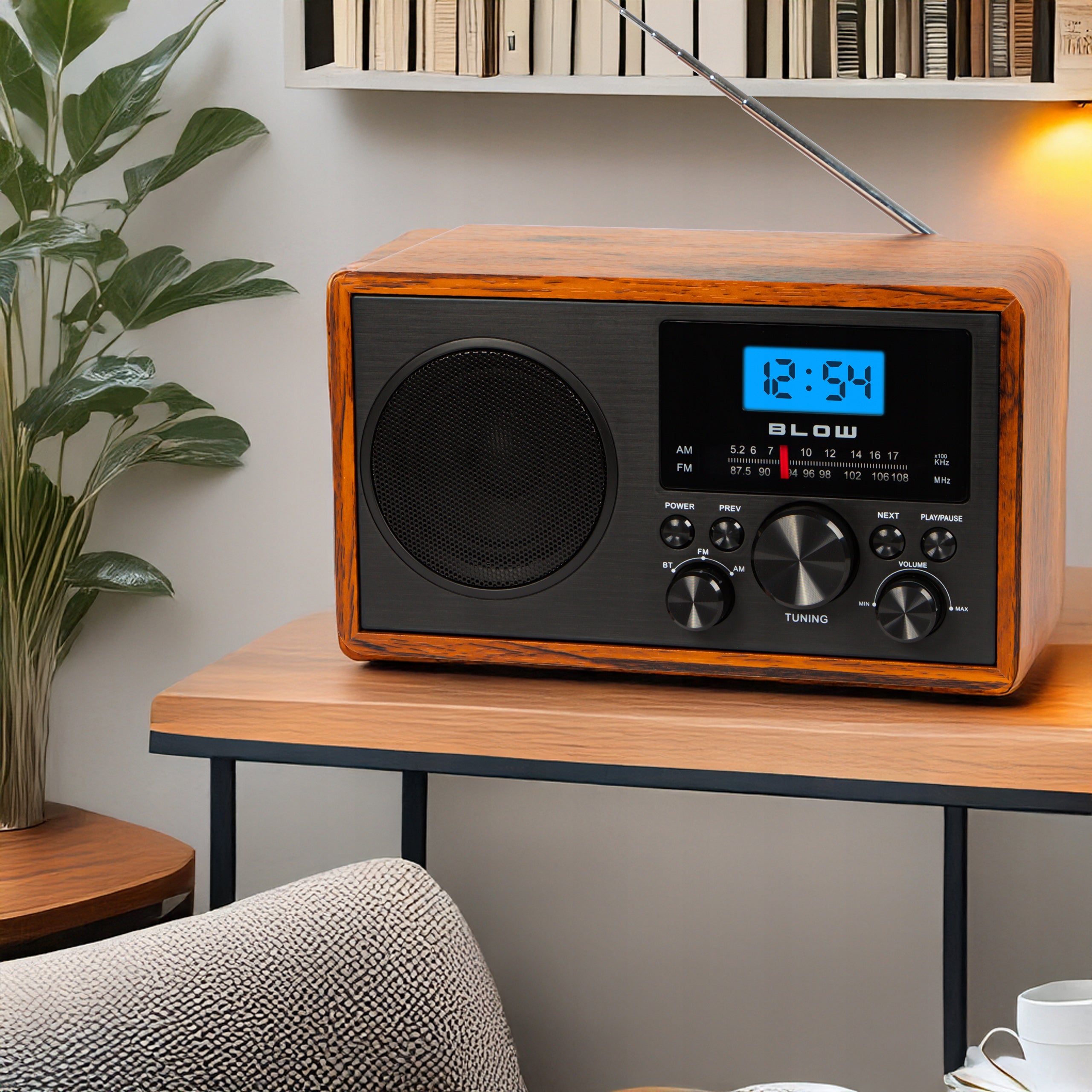 KITCHEN RADIO RETRO PORTABLE BLUETOOTH CLOCK LCD FM ANTENNA AUX USB-C SD Manufacturer code 77-538#