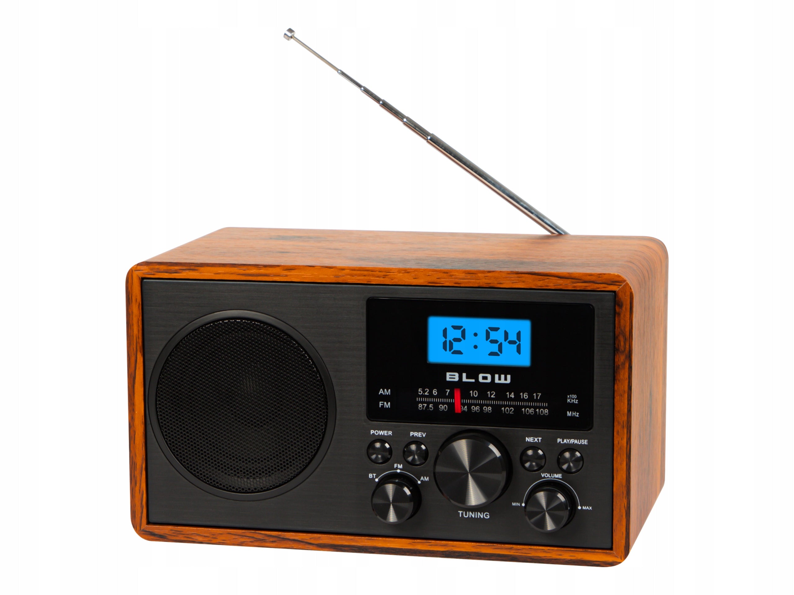 KITCHEN RADIO RETRO PORTABLE BLUETOOTH CLOCK LCD FM ANTENNA AUX USB-C SD Packaging status original