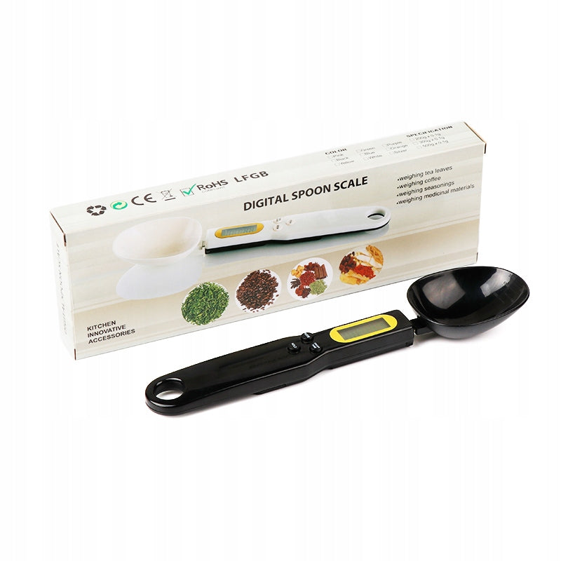 KITCHEN SCALE ELECTRONIC SPOON WITH MEASURING CUP LCD 500G BLACK MONTESSA Battery kind CR2032 batteries