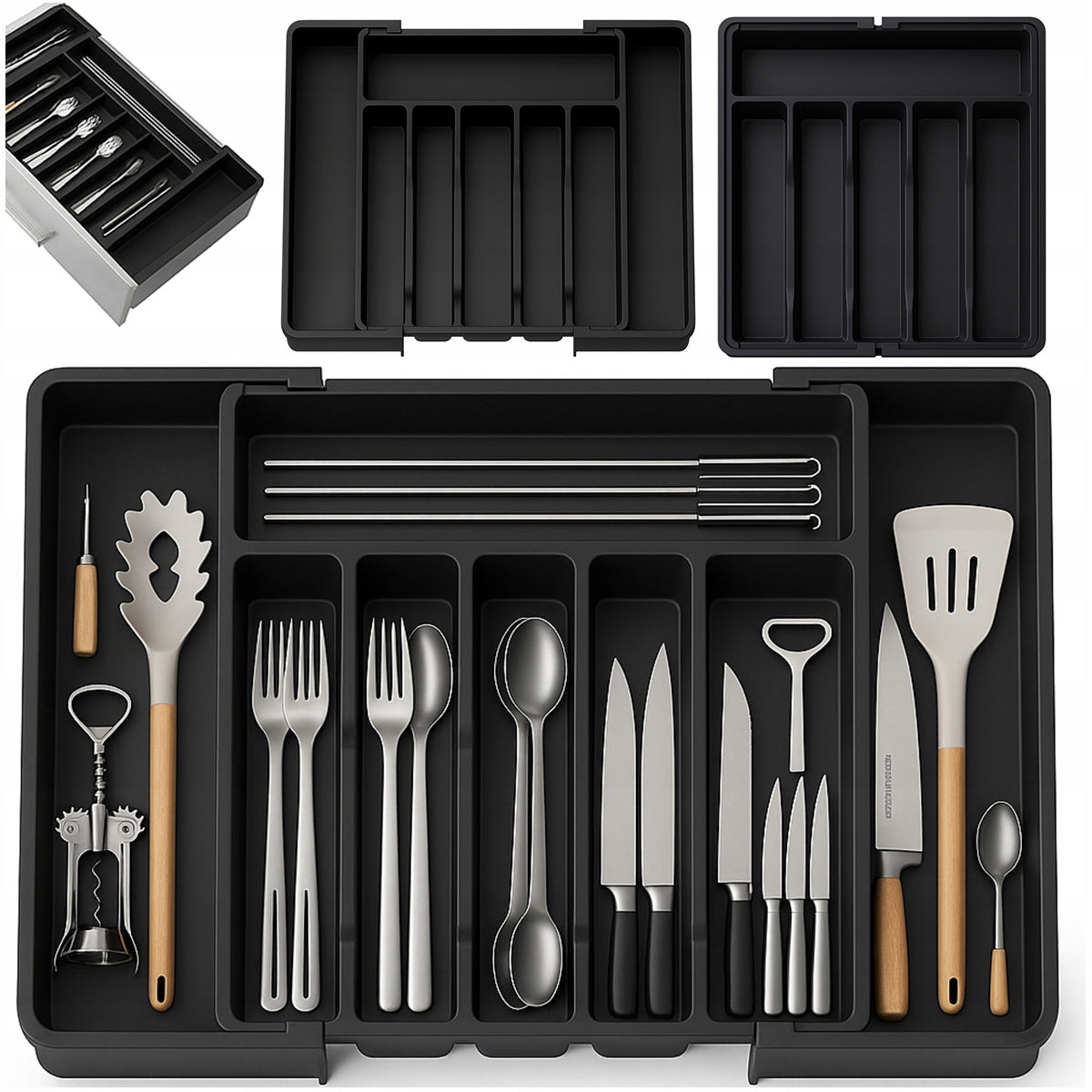 KITCHEN UTENSIL ORGANIZER KNIVES CUTLERY KITCHEN DRAWER INSERT