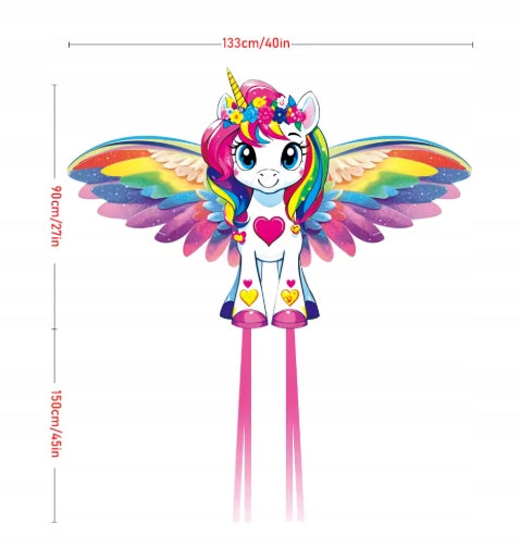 KITE UNICORN 140 cm colorful wings gift for children Packaging status original