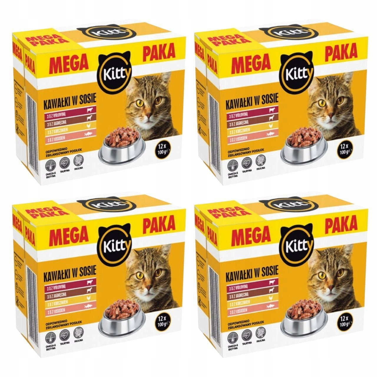 KITTY wet food LAMB BEEF CHICKEN SALMON in sauce 48x100g