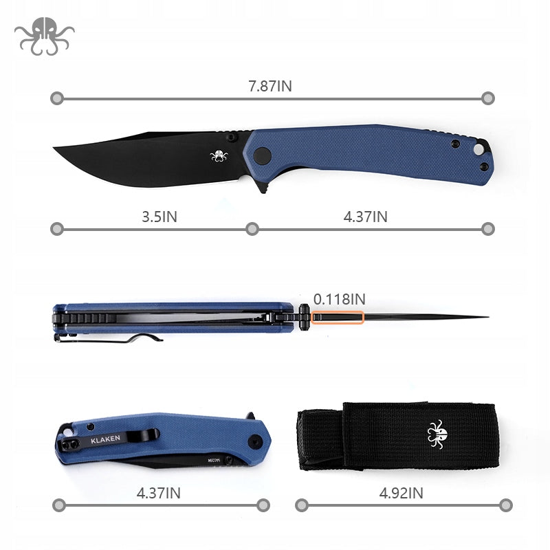 KLAKEN Swedish 14C28N Steel Blade G10 Handle Camping Folding Knife Green Packaging status original
