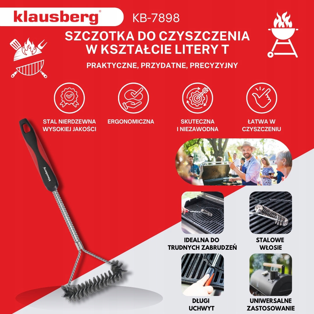 KLAUSBERG KB-7898 Grill Cleaning Brush Stainless Steel Strong Large Packaging status original
