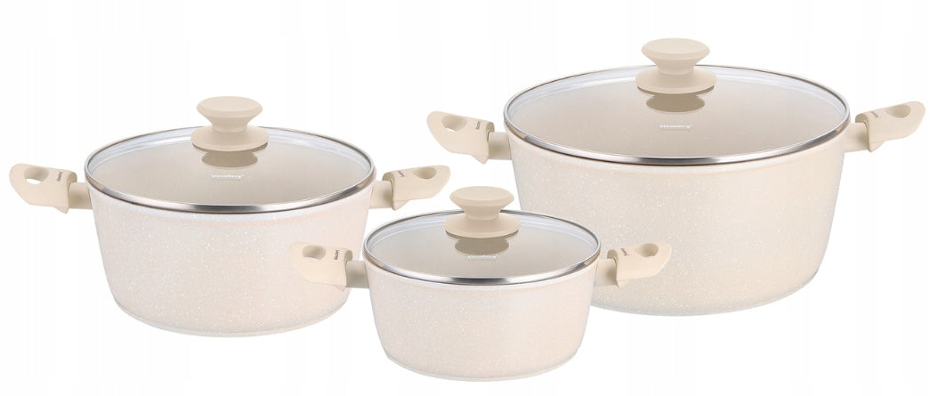 KLAUSBERG KB-7961 Set of pots 6 el. marble, induction, beige Set Material aluminum