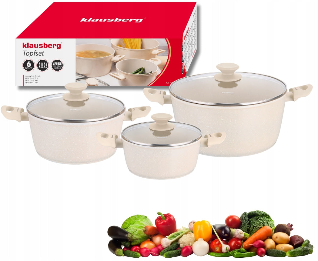 KLAUSBERG KB-7961 Set of pots 6 el. marble, induction, beige Set