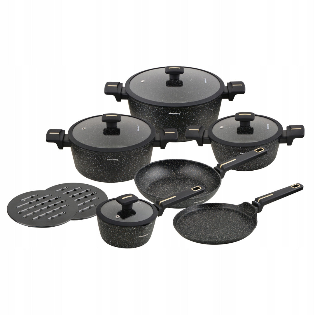 KLAUSBERG KB-7966 Set of pots 12 el. – marble coating, induction Gas Number of items in the set 12
