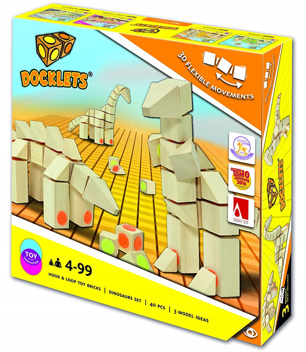 3D mediniai statybiniai blokai, dinozaurų rinkinys, 3 m.+