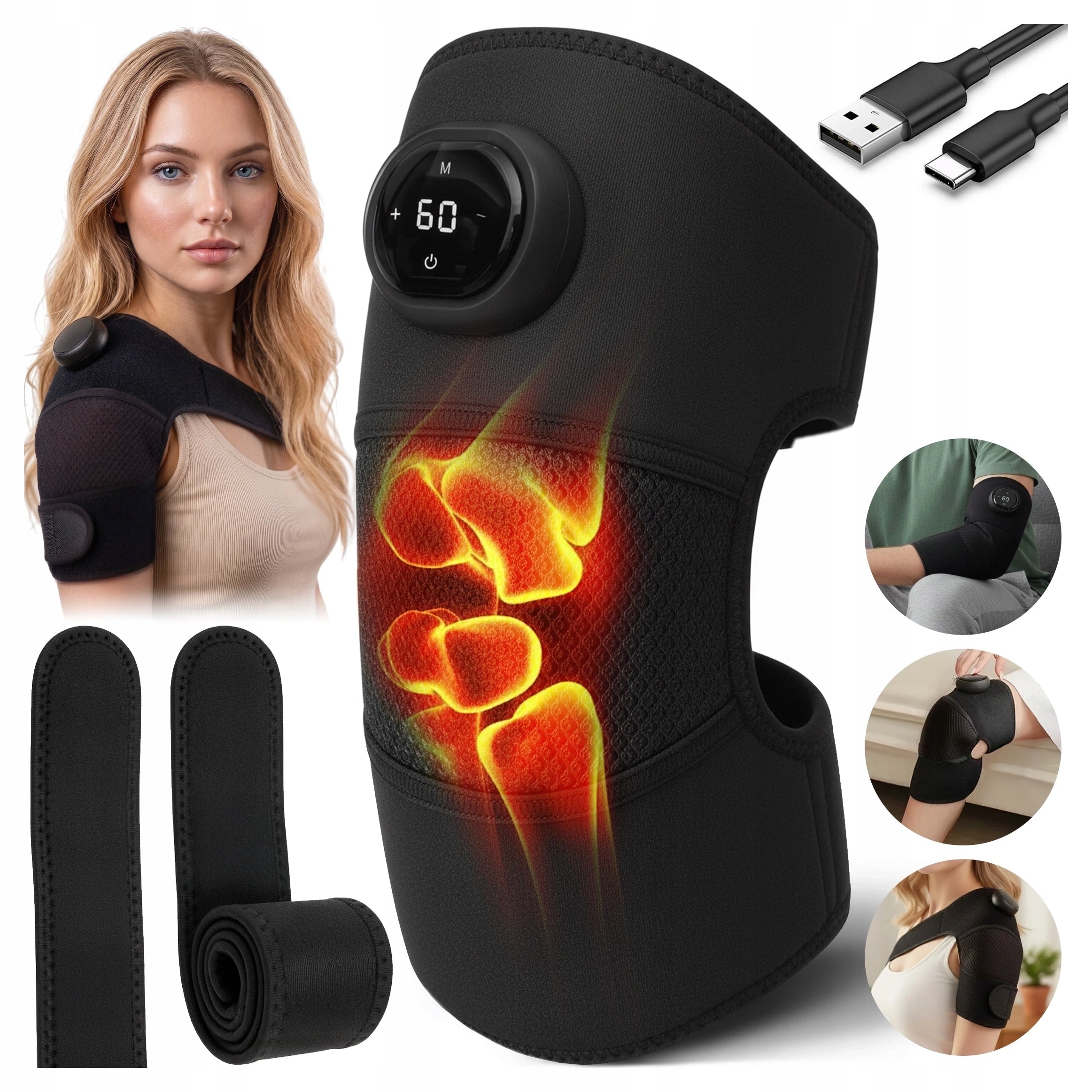 KNEE MASSAGER WIRELESS KNEE BAND ADJUSTABLE HEATING ELBOW SHOULDER