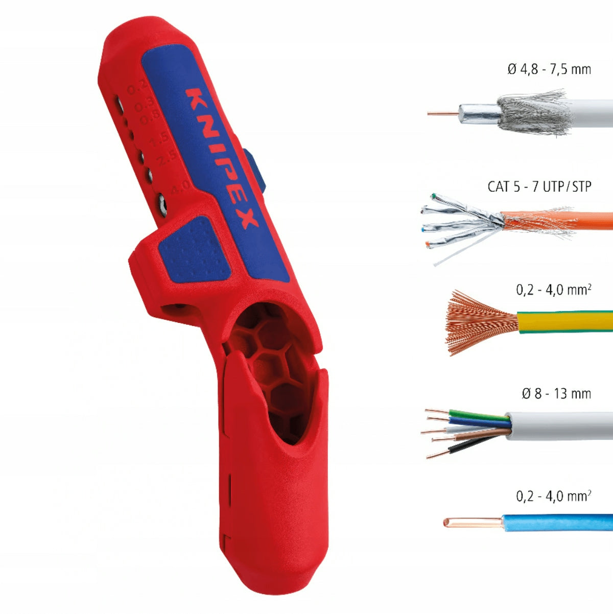 KNIPEX 16 95 01 SB ErgoStrip 8-13 Insulation Puller