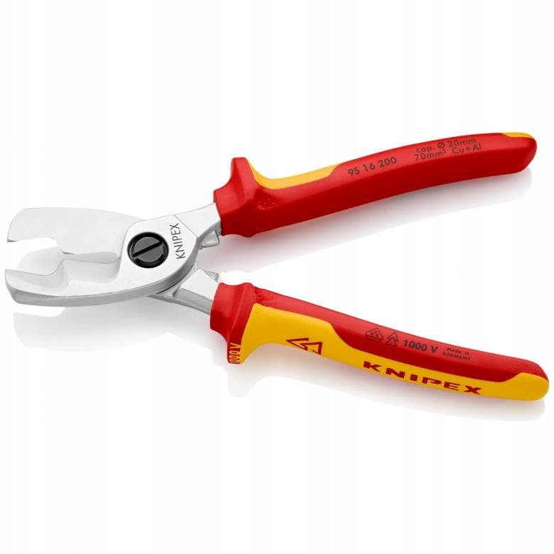 KNIPEX 95 16 200 Cu Al Double Blade Wire Cutting Shears, VDE Brand Knipex