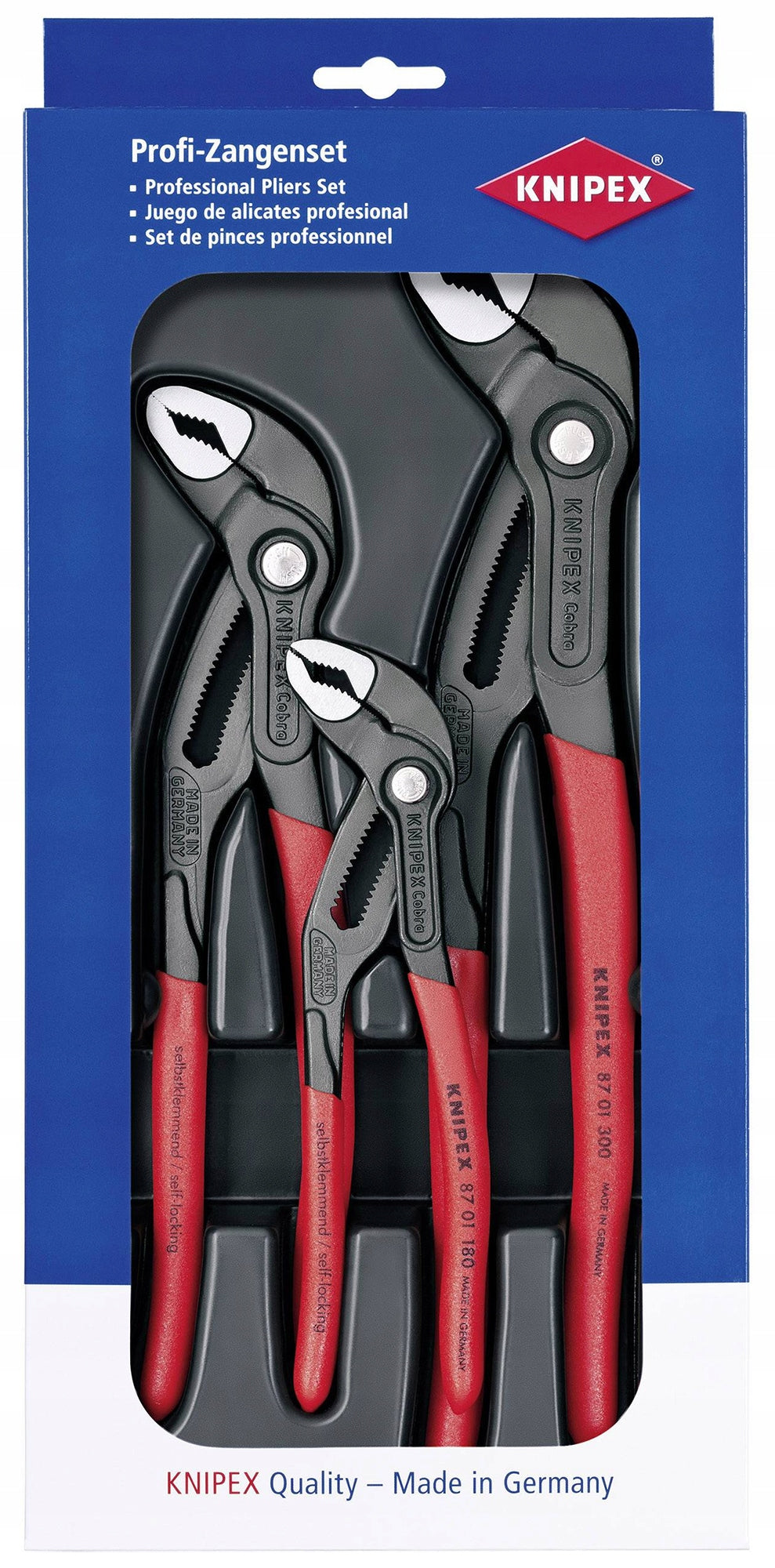 KNIPEX Set of pipe pliers Cobra 180, 250, 300 mm Packaging status original
