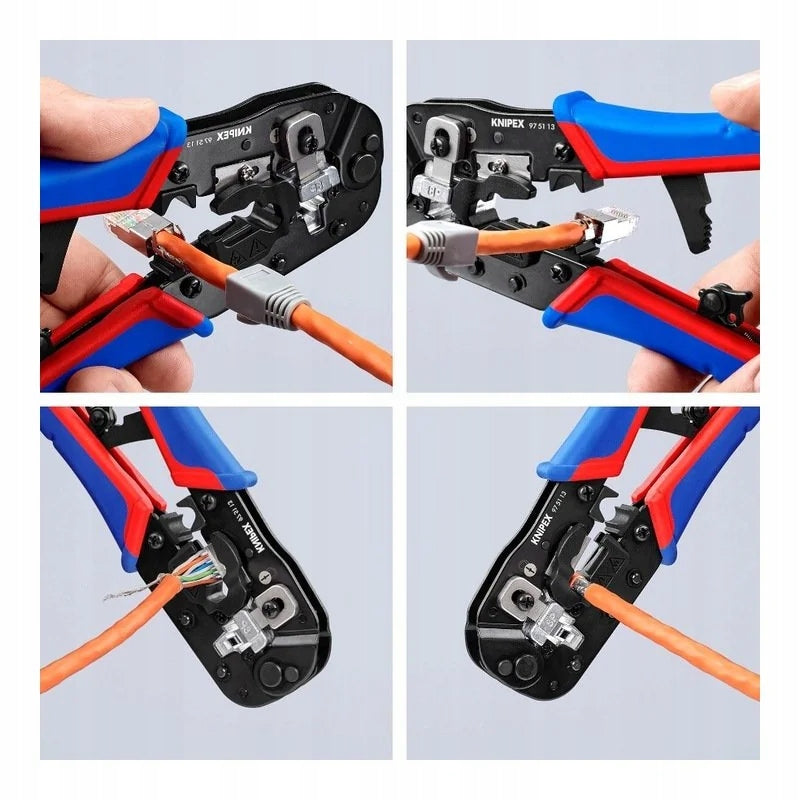 KNIPEX through crimping machine for RJ45 Western KNIPEX plugs Kind locking pliers
