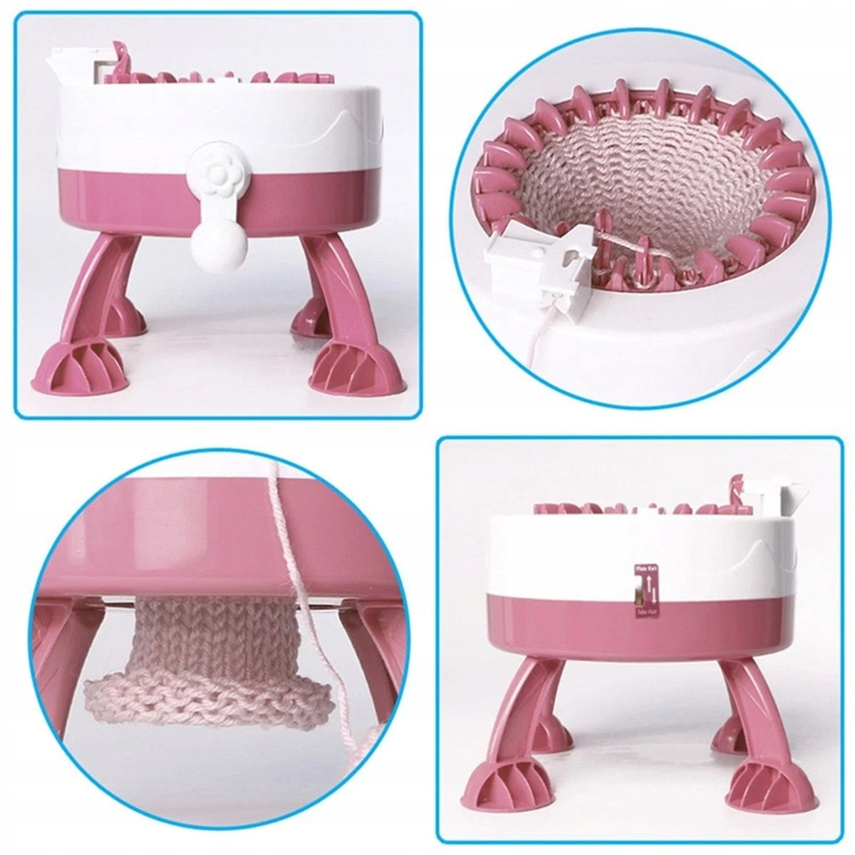 KNITTING MACHINE 2 METHODS OF WEAVING FAST FOR SOCK CAPS PINK Product depth 19.5 cm