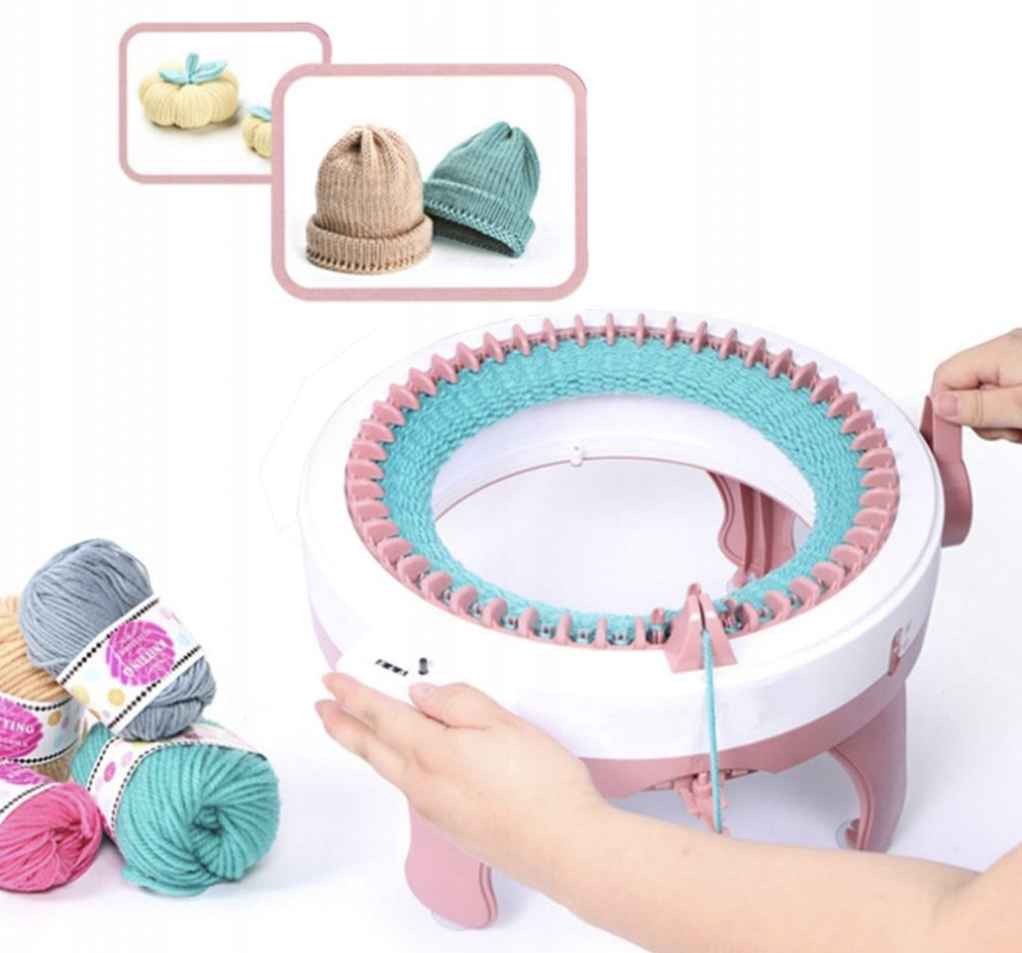 KNITTING MACHINE FOR KNITTING SPINDLE 48 NEEDLES SET DIY Dominant color pink