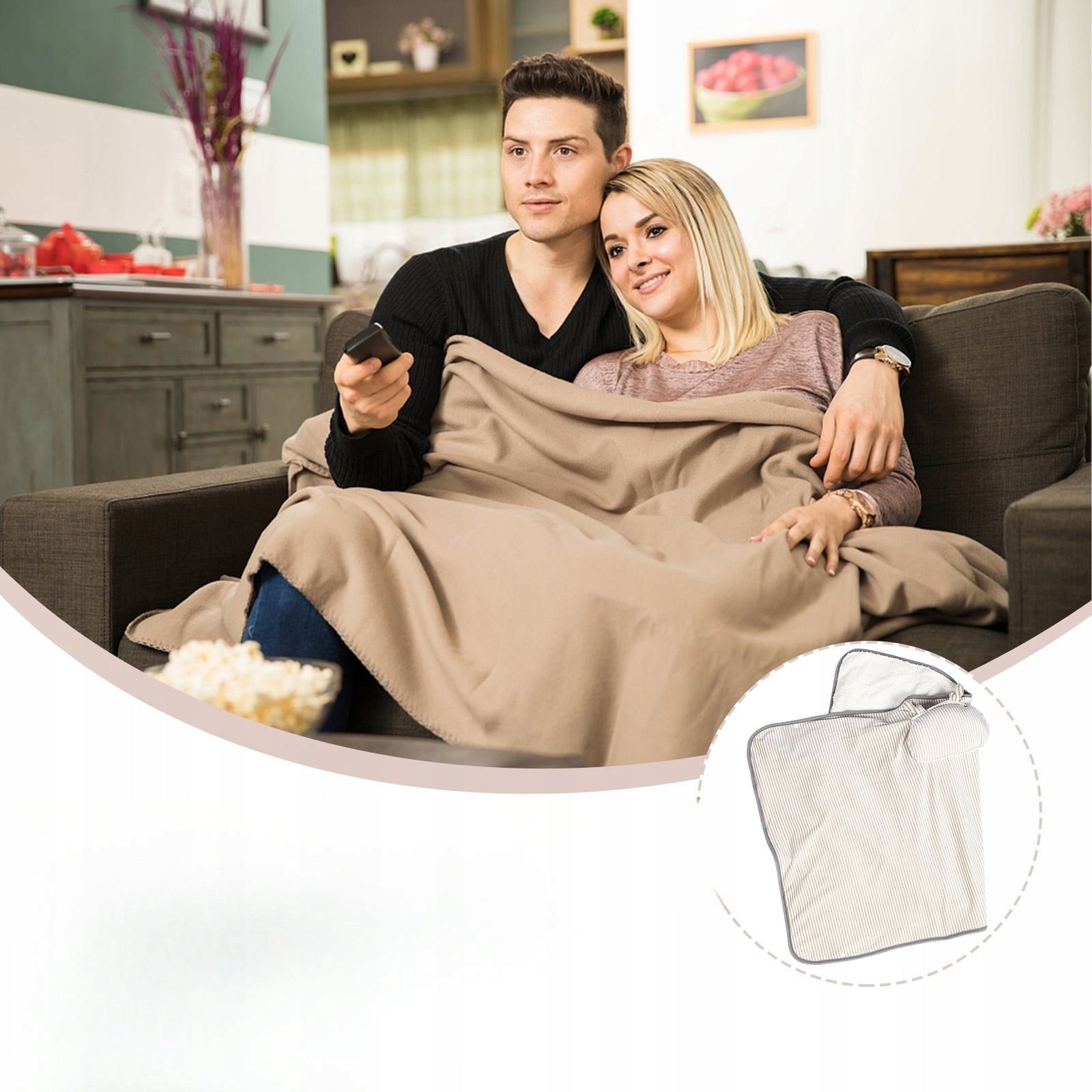 KOC ELEKTRYCZNY GRZEWCZY Z MIKROFIBRY KHAKI DO BIURA I DOMU Manufacturer of a medical device NA