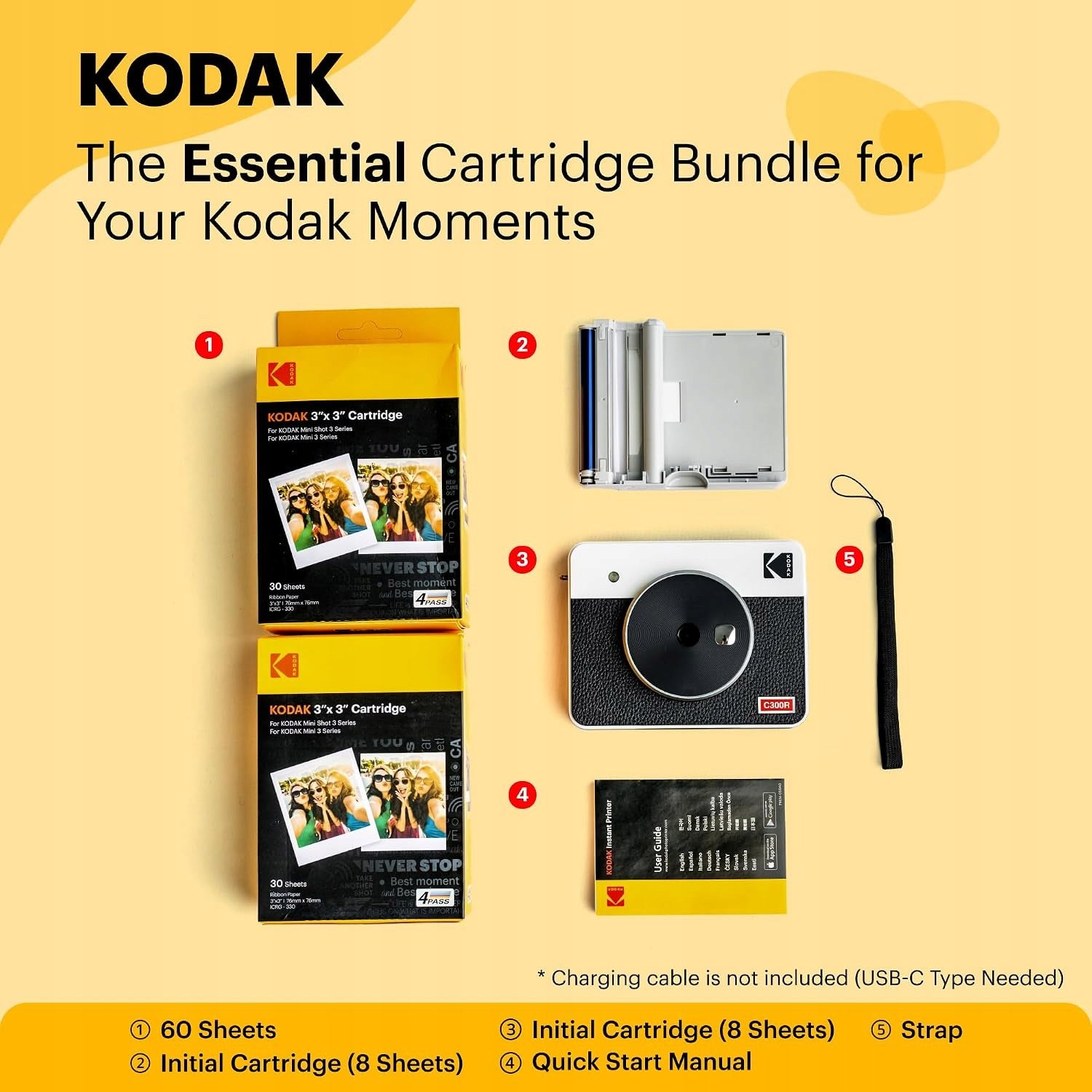 KODAK Mini Shot 3 Retro Instant Camera Printer 2in1 White 10MP 76x76mm Brand Kodak