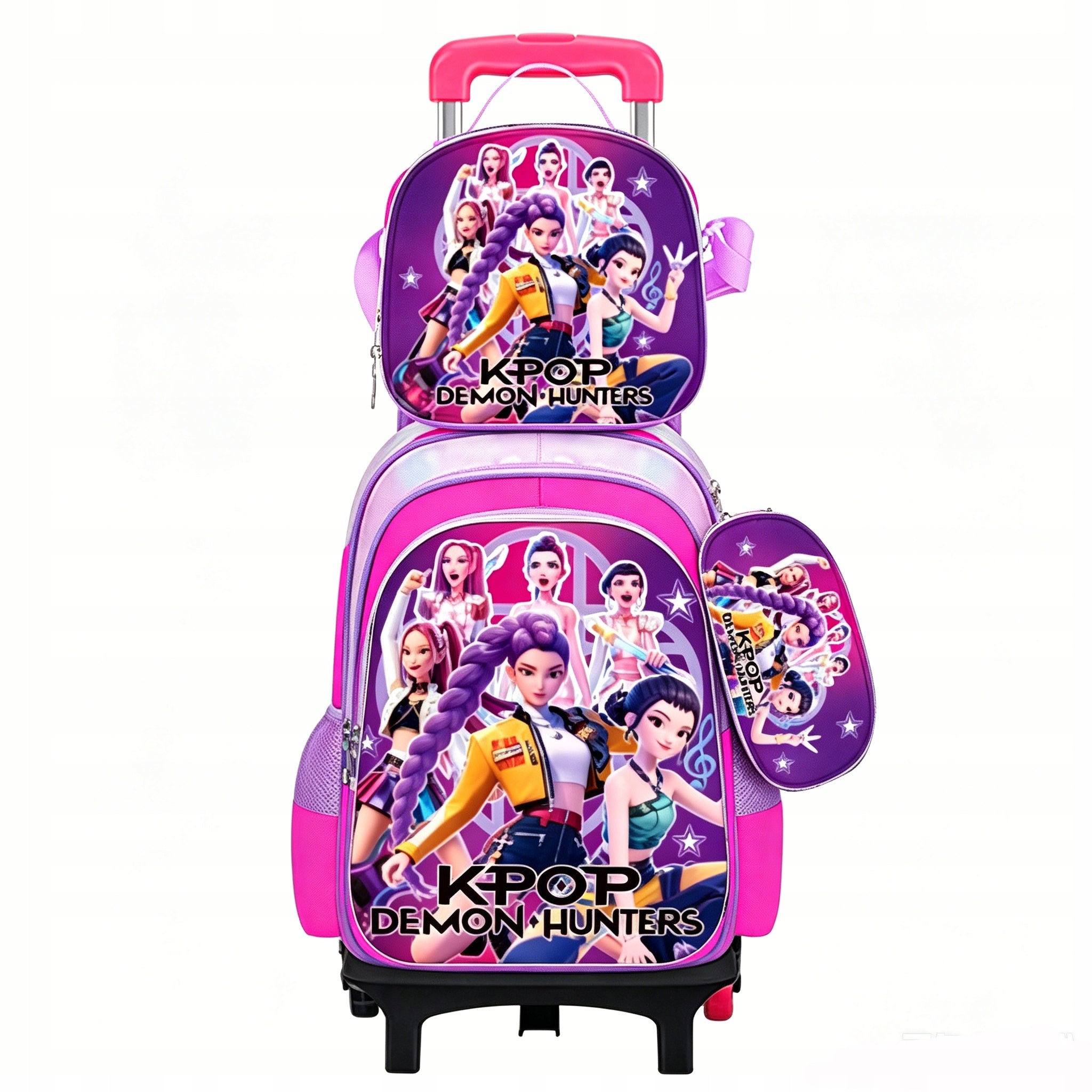 KPOP Demon Hunters Lightweight School Bag 3in1Wheeled Lunch Box&Pencil Case Packaging status original