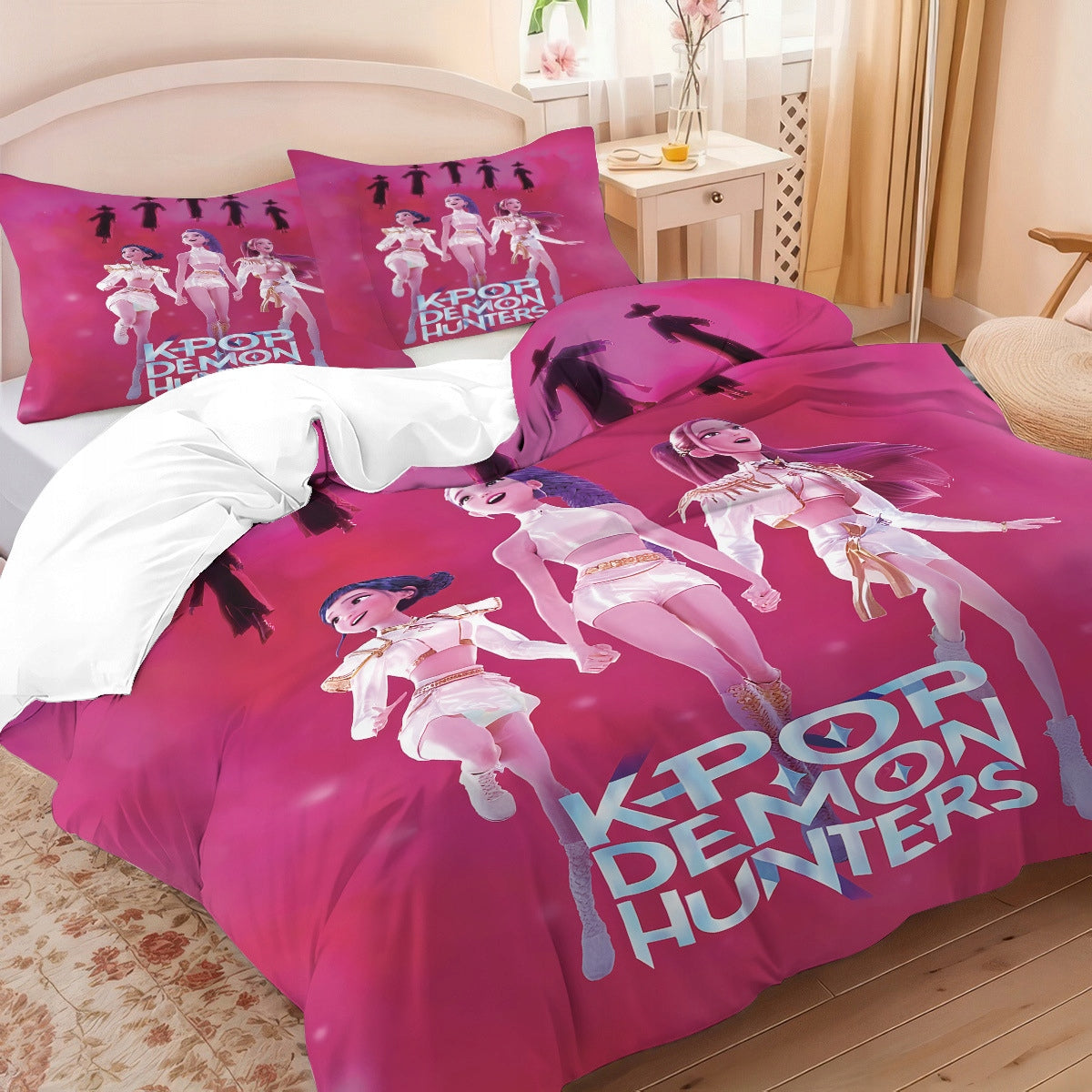 KPop Demon Hunters Duvet Cover Set Huntrix Girls Design 160*200cm Brand no brand
