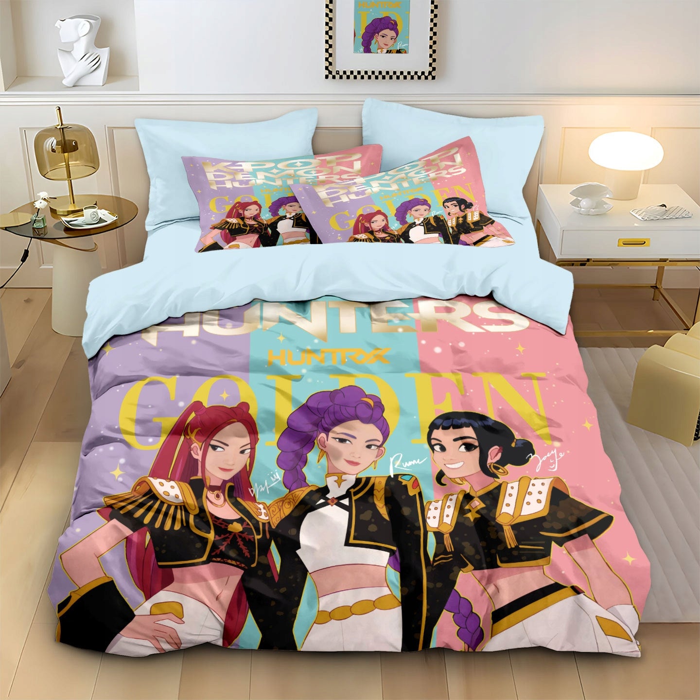 KPop Demon Hunters Duvet Cover Set Huntrix Girls Design 160*200cm Number of items in the set 3 pieces