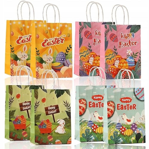 KRAFT PAPER BAGS CHRISTMAS PASTEL WITH EARS 21X15 8 PCS