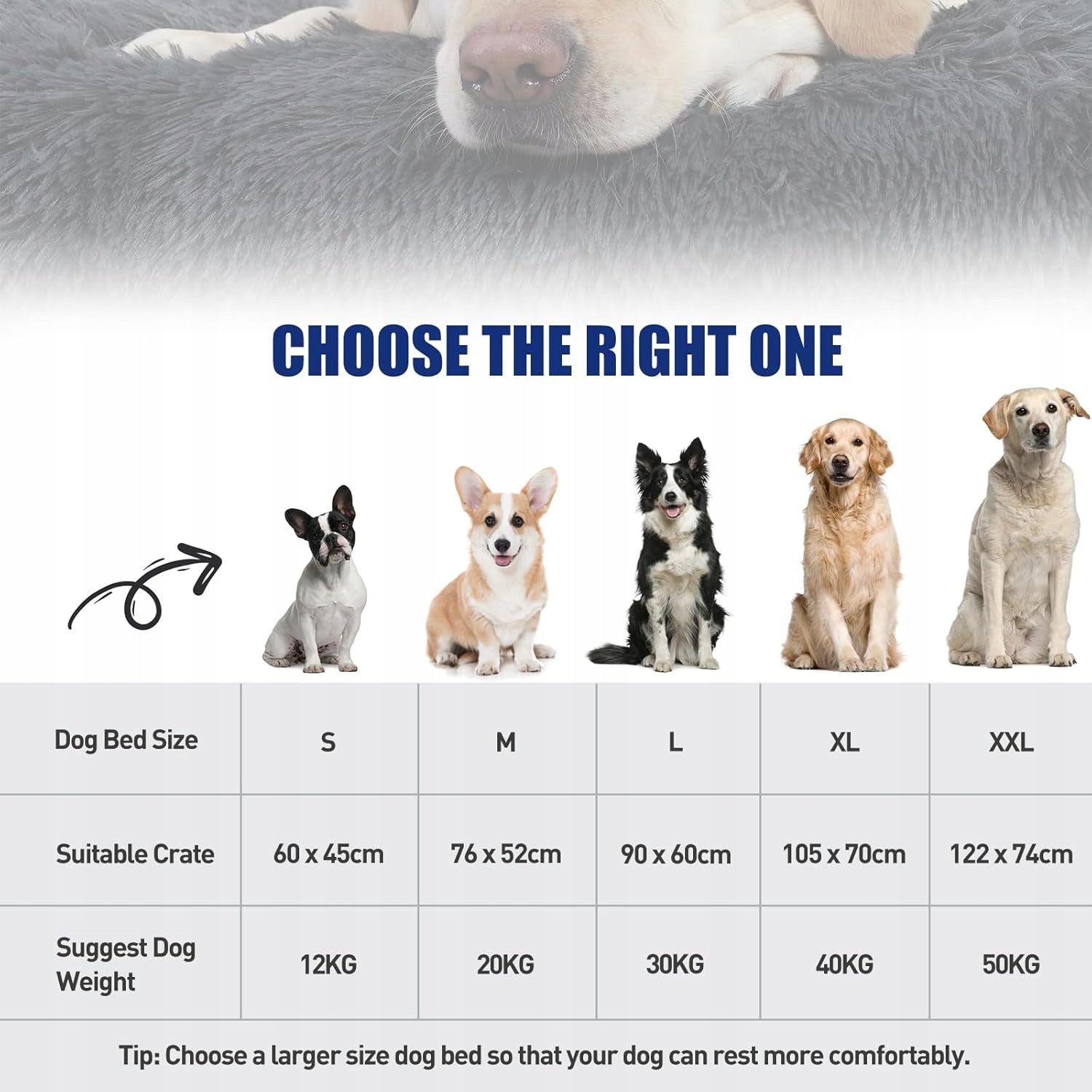 KSIIA Bed for large dogs, washable 105 x 70 cm Packaging status original