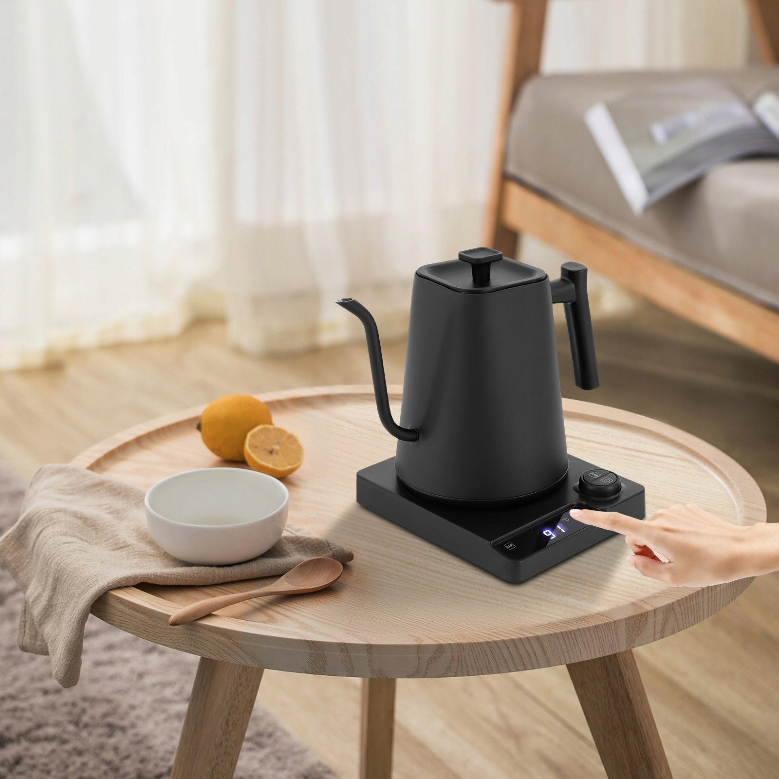 KT10pro ELECTRIC KETTLE WITH LED DISPLAY SCREEN, 1L 1200W BLACK , 40-100°C Brand no brand