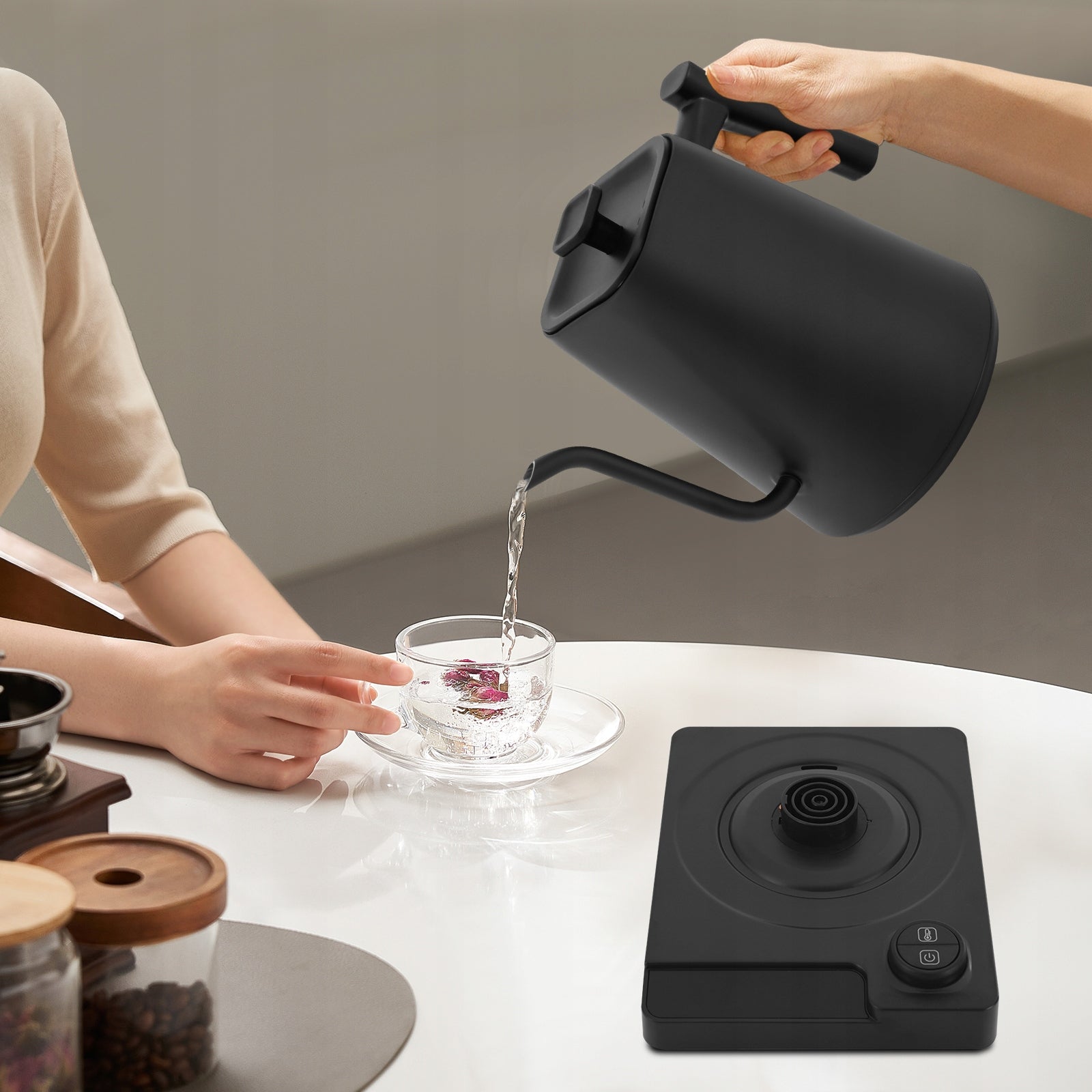 KT10pro ELECTRIC KETTLE WITH LED DISPLAY SCREEN, 1L 1200W BLACK , 40-100°C Model WEF-251