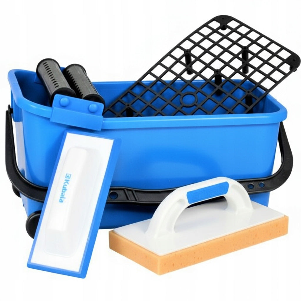 KUBALA GROUTING TILE BUCKET WITH GRID ROLLS AND TROWELS SET