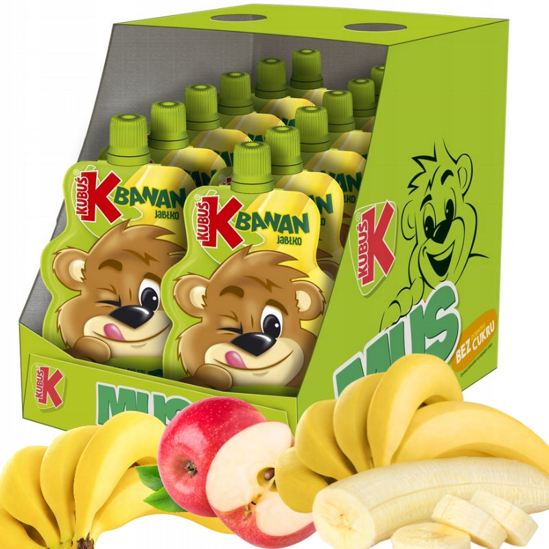 KUBUŚ Mousse 100% BANANA Apple Without Sugar 12 x 100 g
