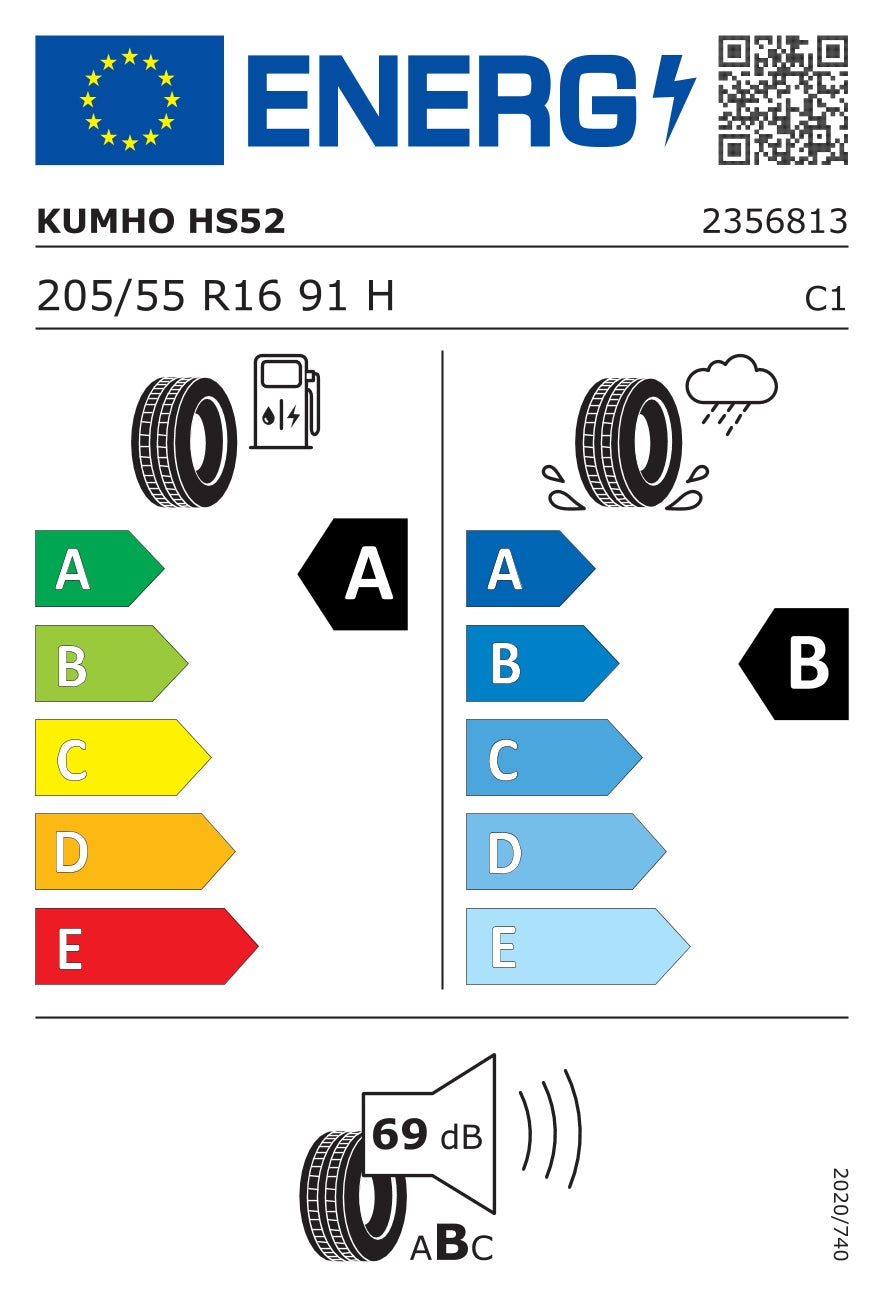 KUMHO L205/55 R16 ECSTA HS52 91H DOT2025 Number of tires offered 1 pc.