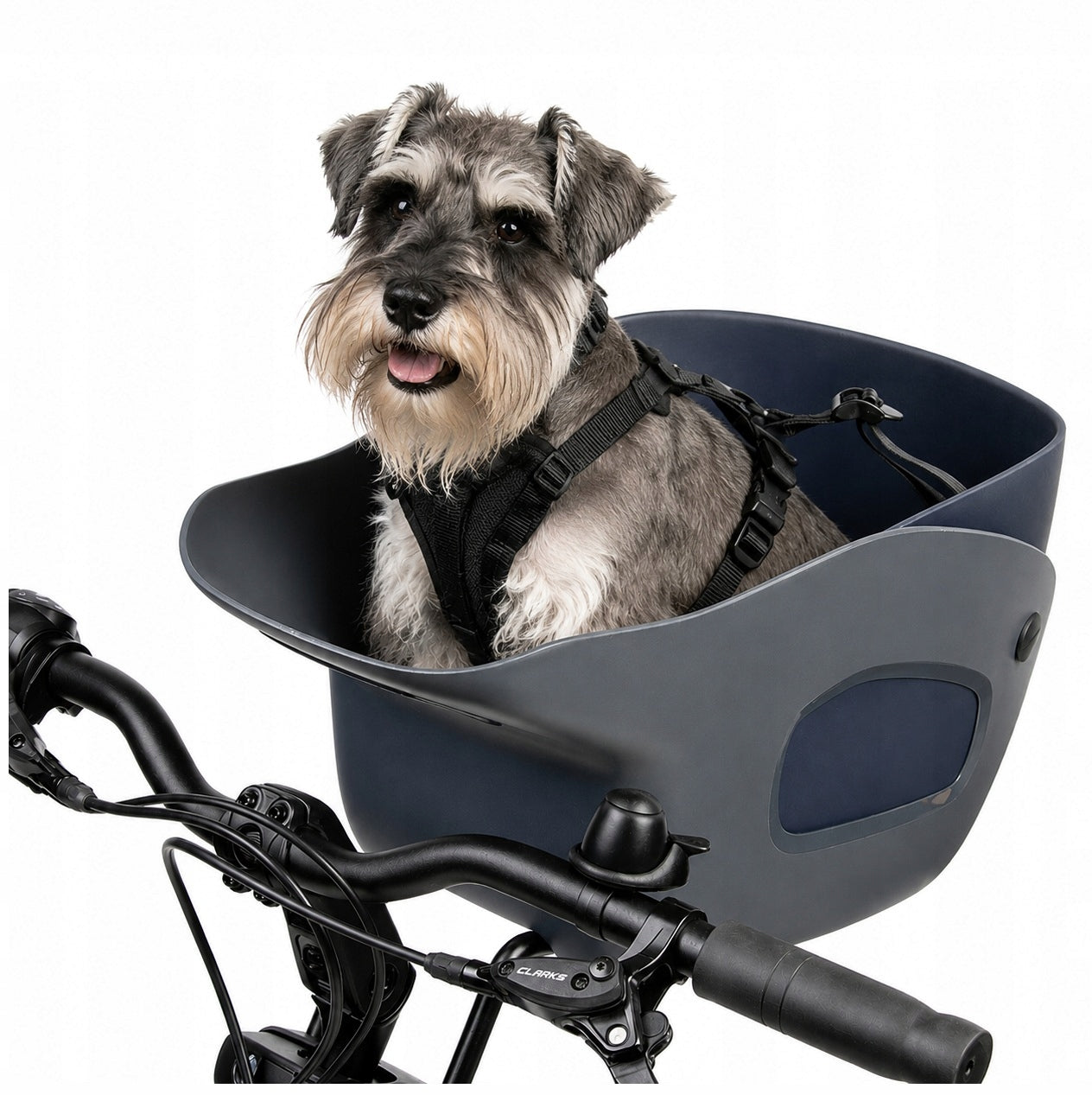 KVISP Dog Bike Basket Handlebar Transporter for Dogs Grey M