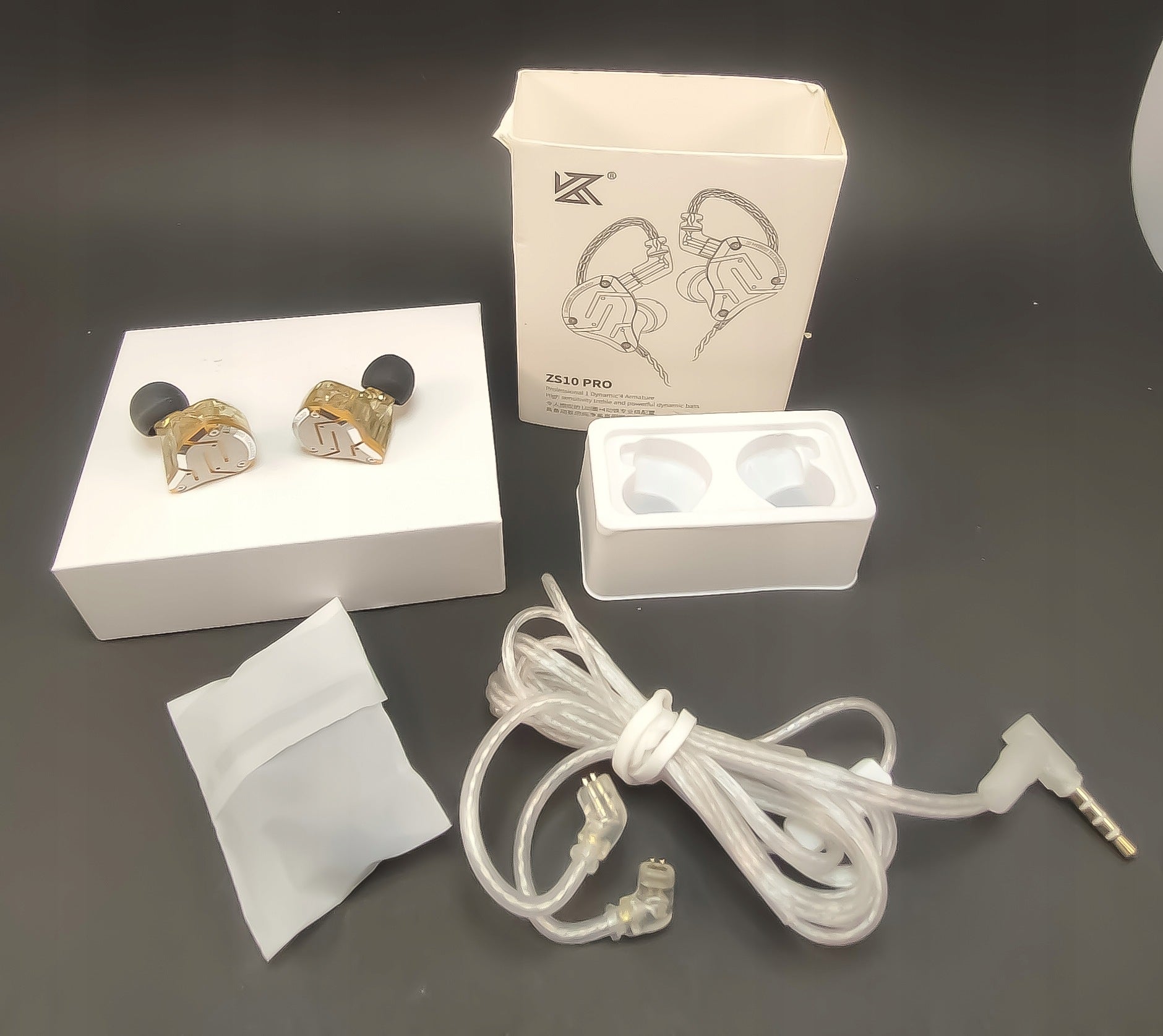 KZ ZS10 Pro słuchawki dokanałowe hybrydowe złoty