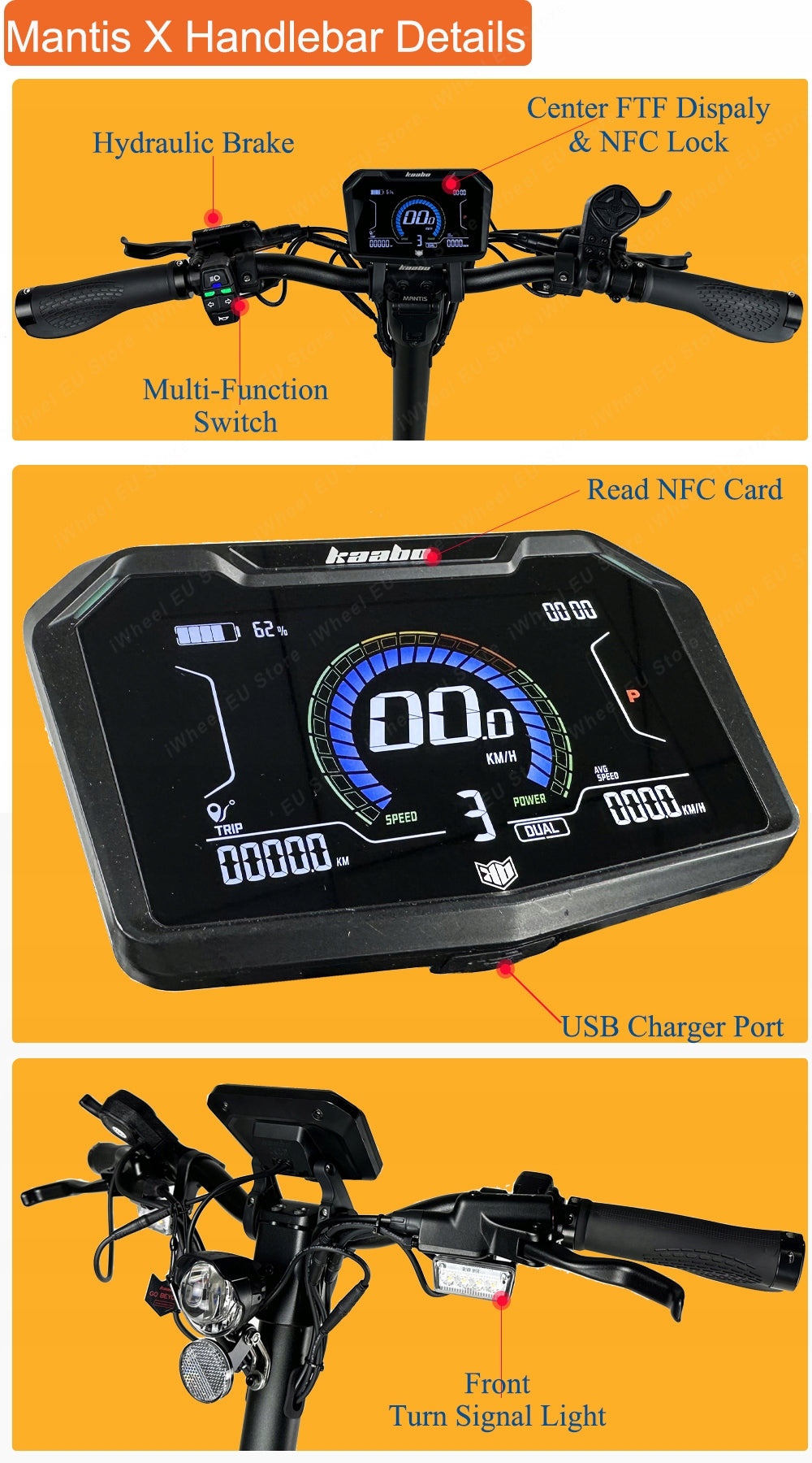 Kaabo Mantis X Central display NFC Lock Weight 30 kg